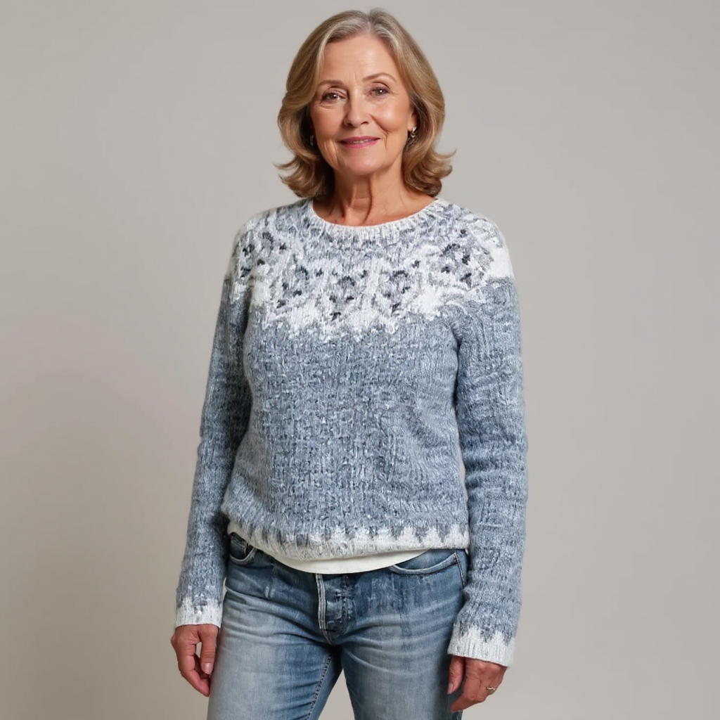 Fair Isle Crew Neck Knit Sweater