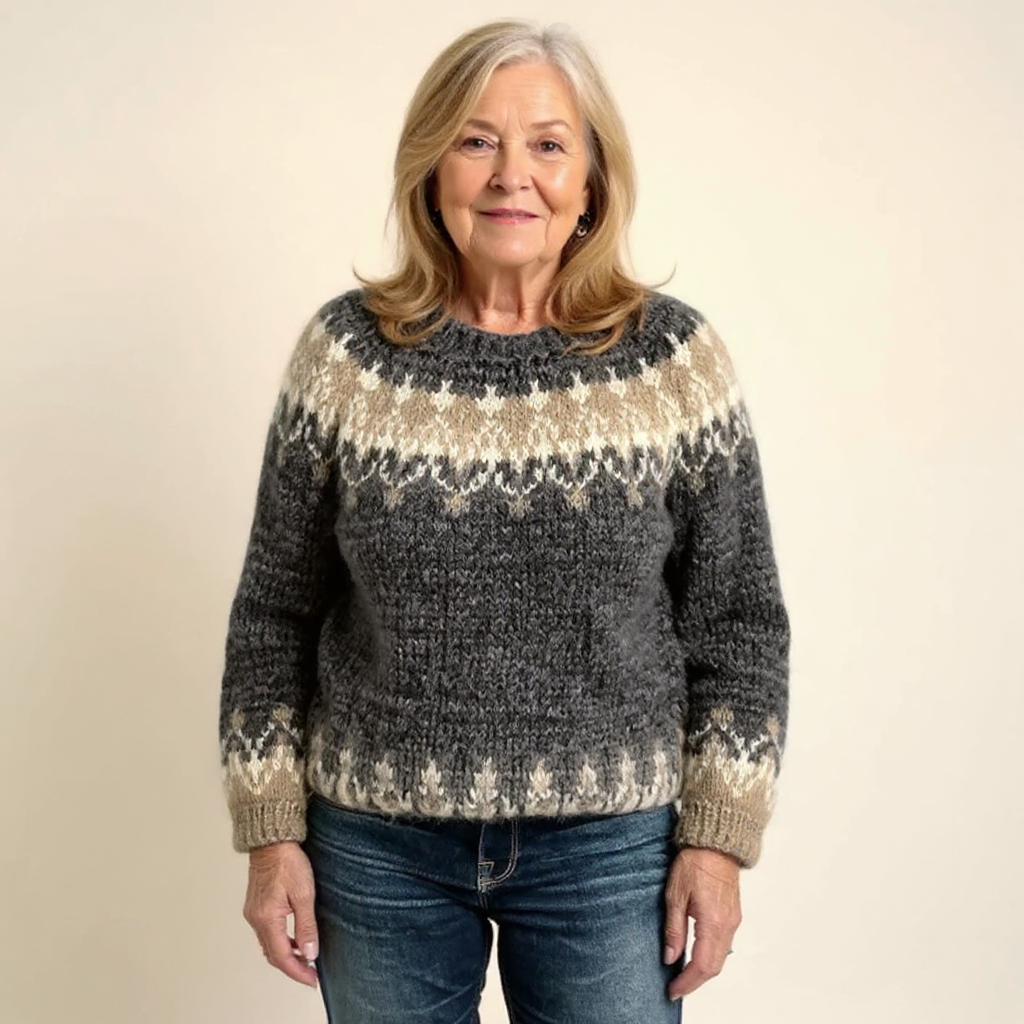 Crew Neck Fair Isle Knit Sweater 9
