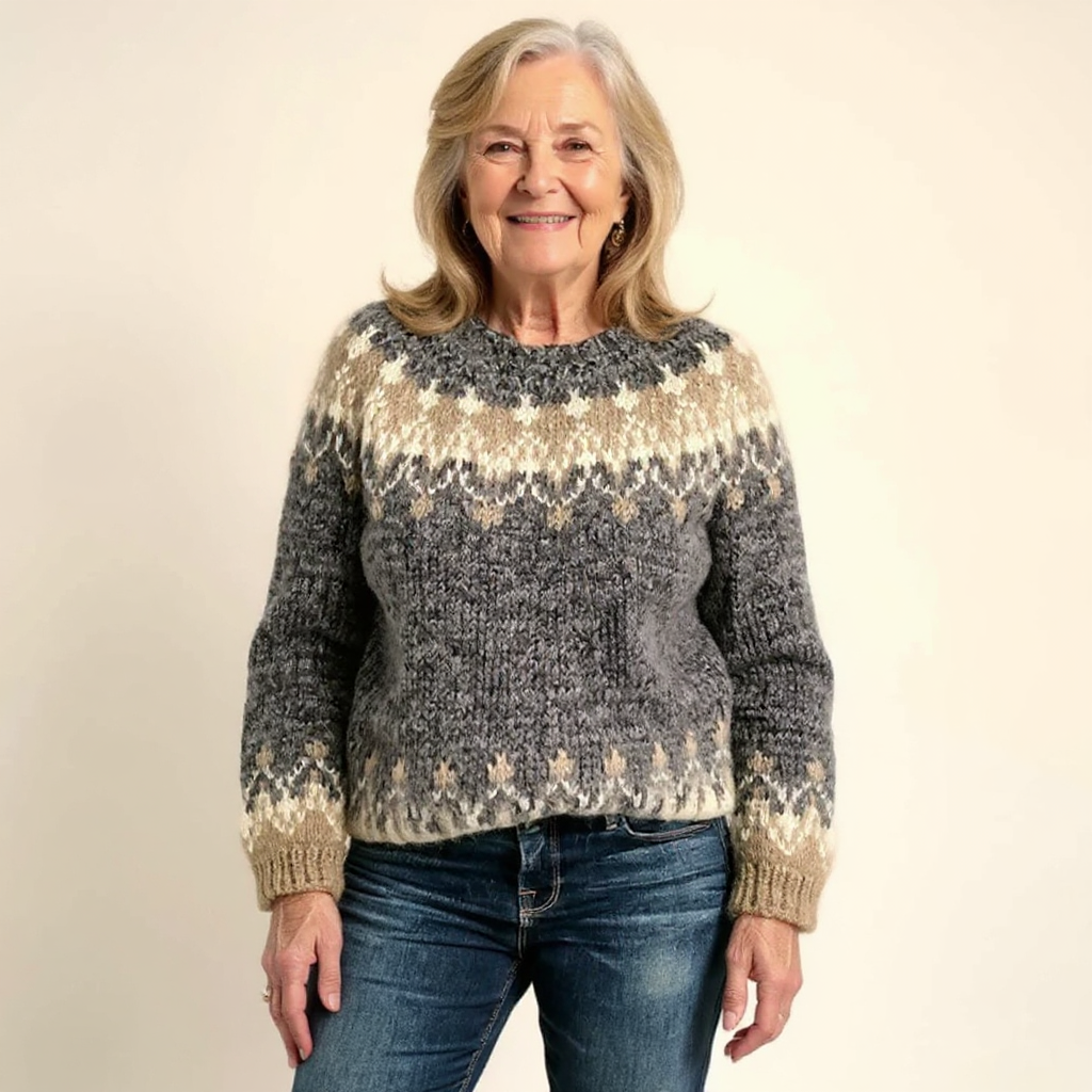 Crew Neck Fair Isle Knit Sweater 5