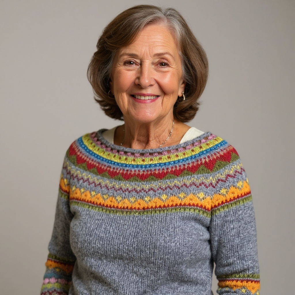 Fair Isle Yoke Crew Neck Knit Sweater 4