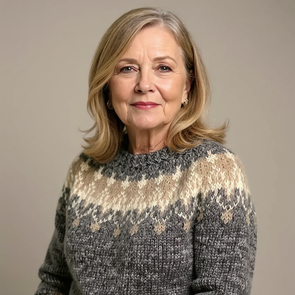 Crew Neck Fair Isle Knit Sweater 14