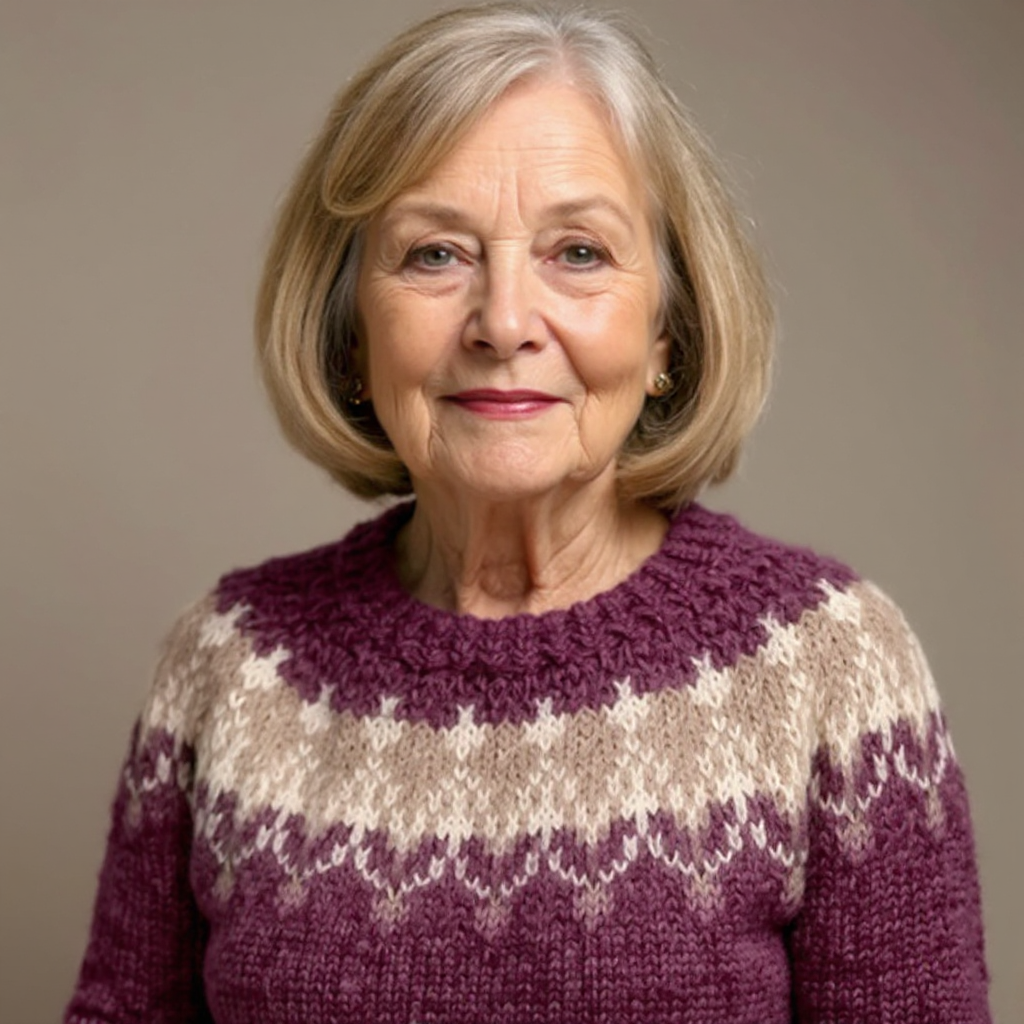 Crew Neck Fair Isle Knit Sweater 16