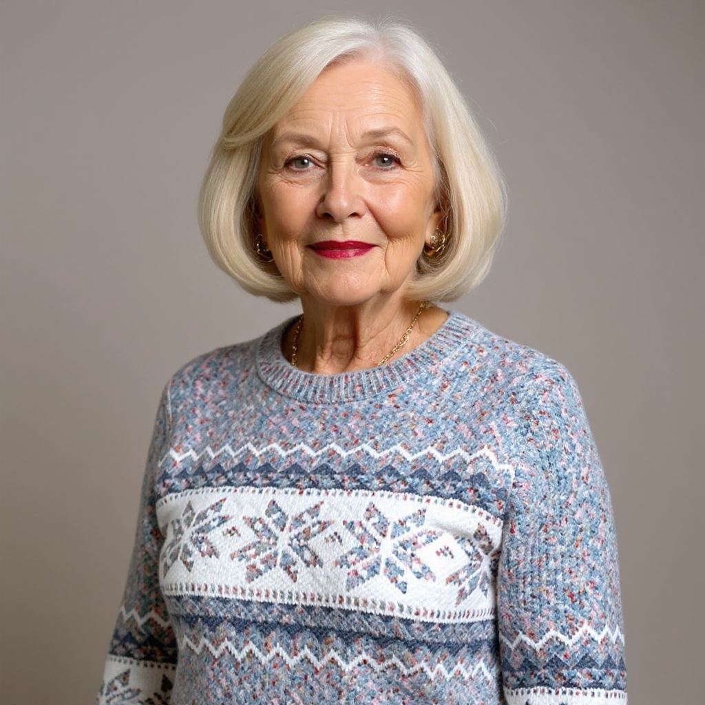 Fair Isle Snowflake Mock Neck Knit Sweater 17