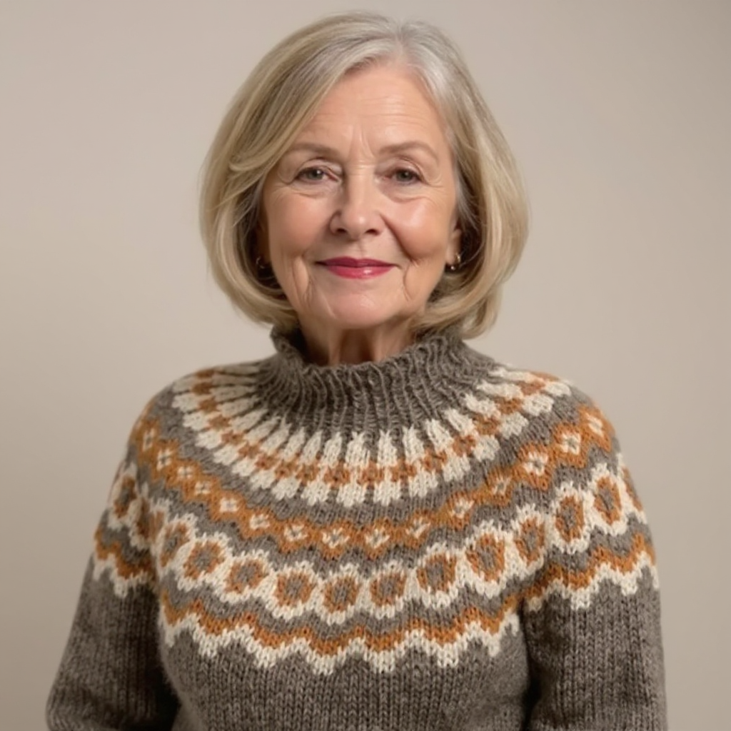 Fair Isle Mock Neck Long Sleeve Knit Sweater 12
