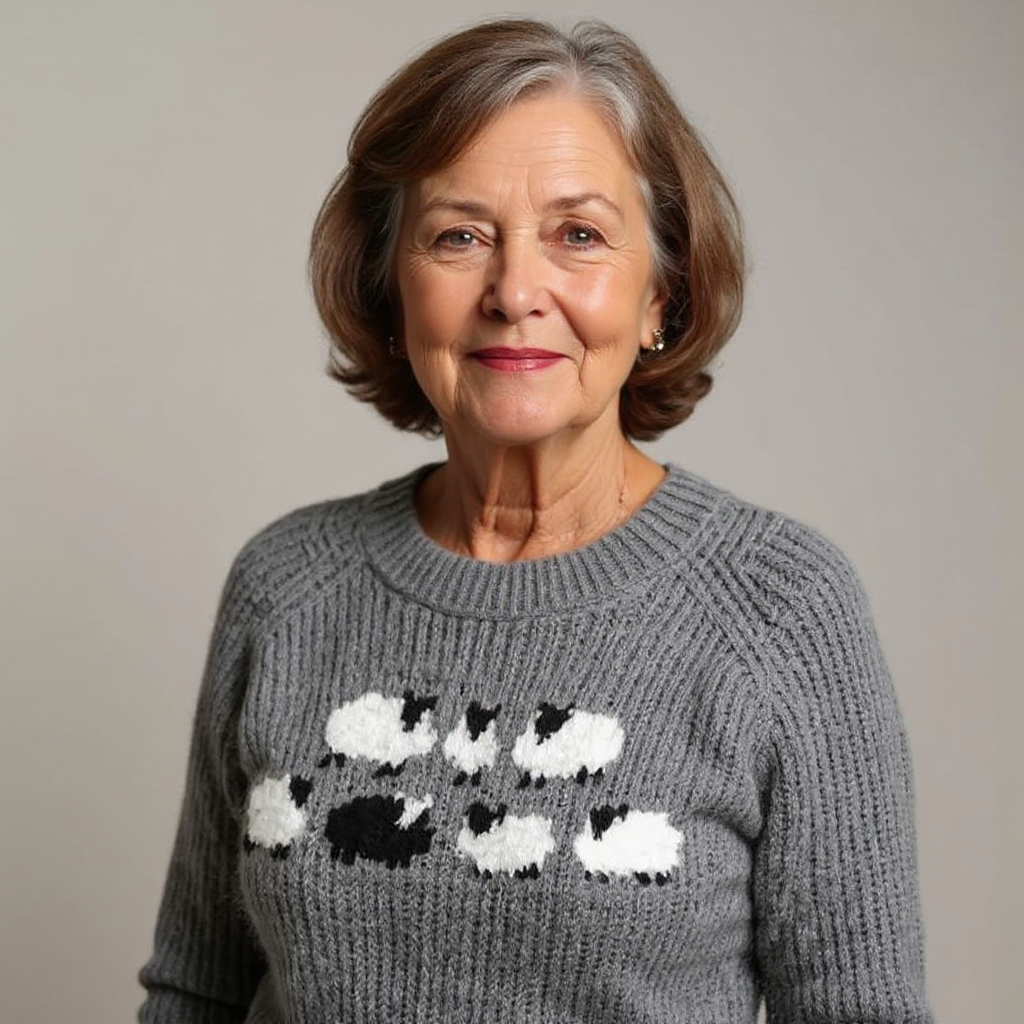 Sheep Intarsia Crew Neck Long Sleeve Sweater 4