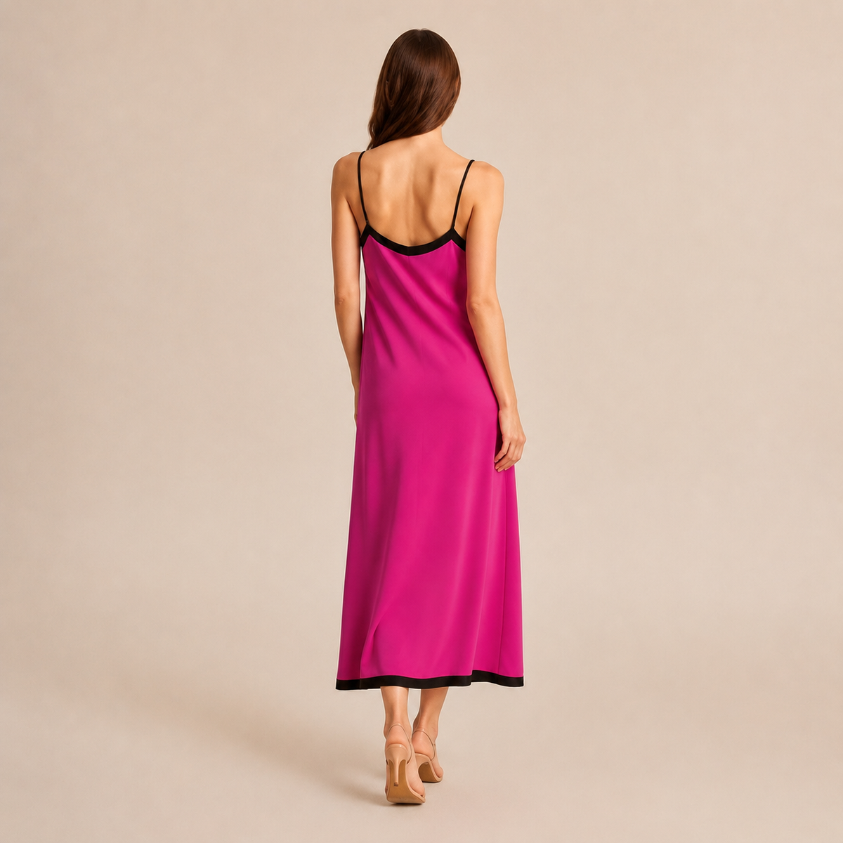 V-Neck Contrast Trim Slip Maxi Dress 7