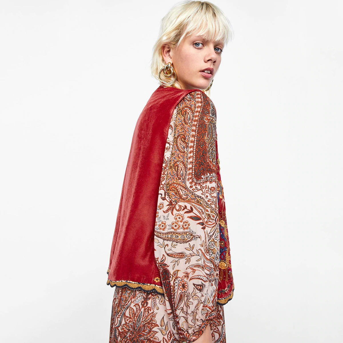 Floral Embroidered Beaded Boho Waistcoat 6