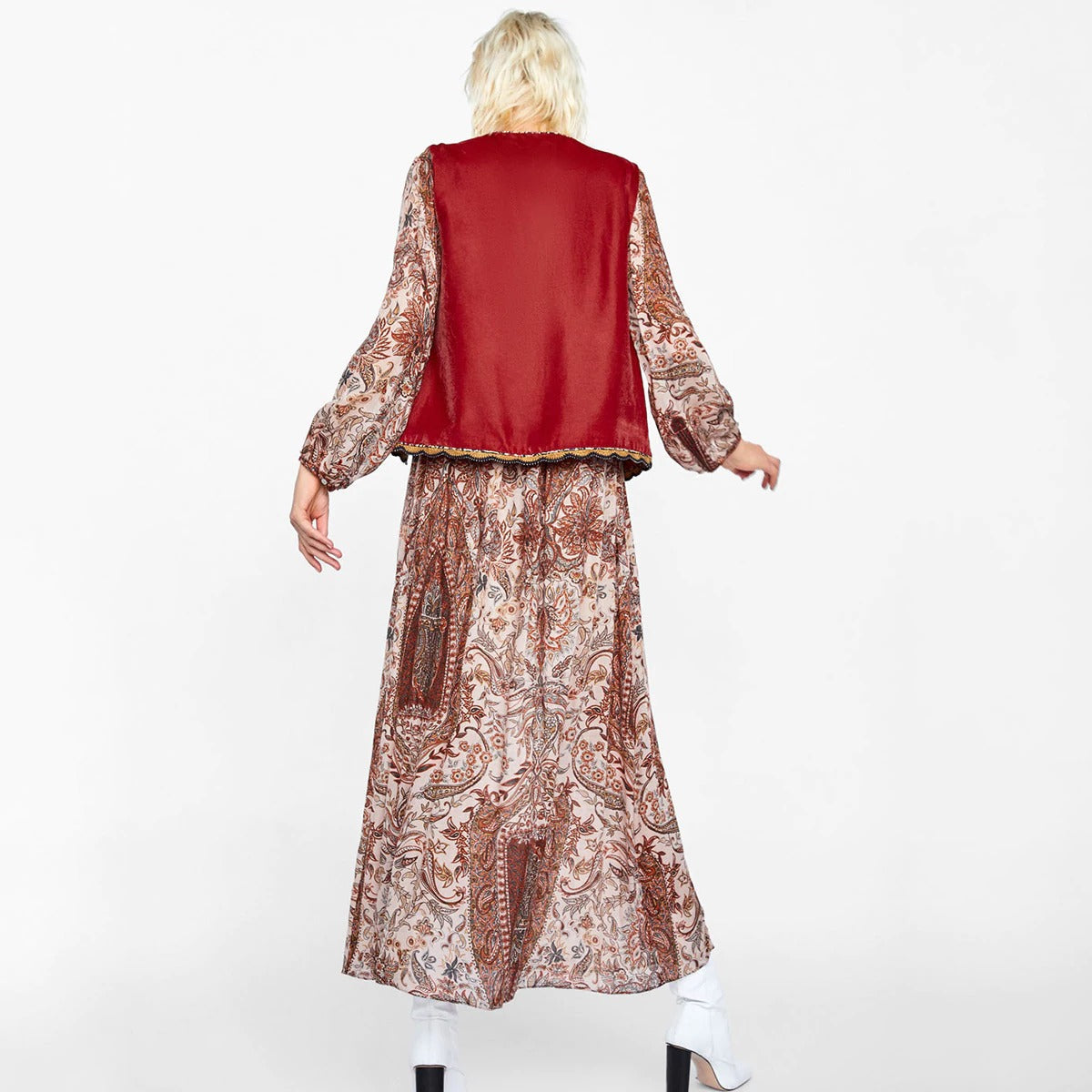 Floral Embroidered Beaded Boho Waistcoat 7