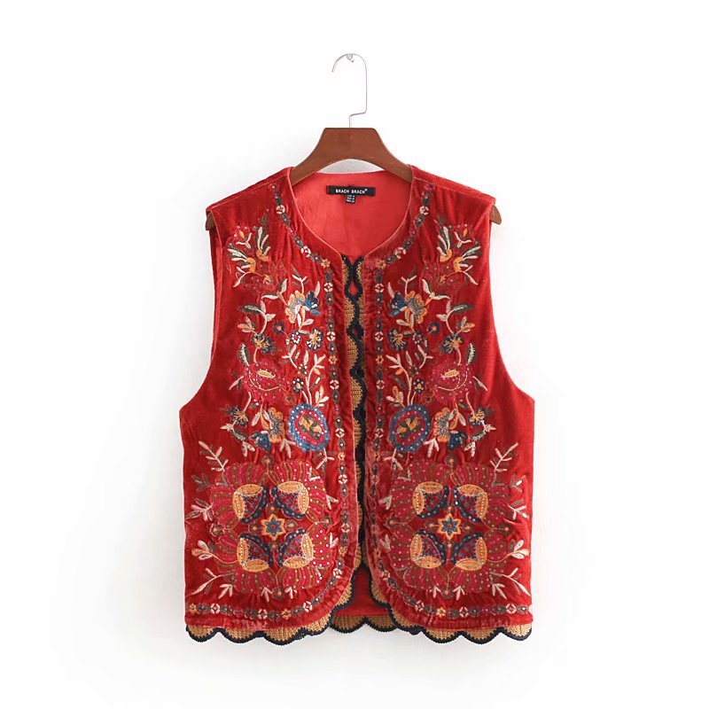 Floral Embroidered Beaded Boho Waistcoat 9