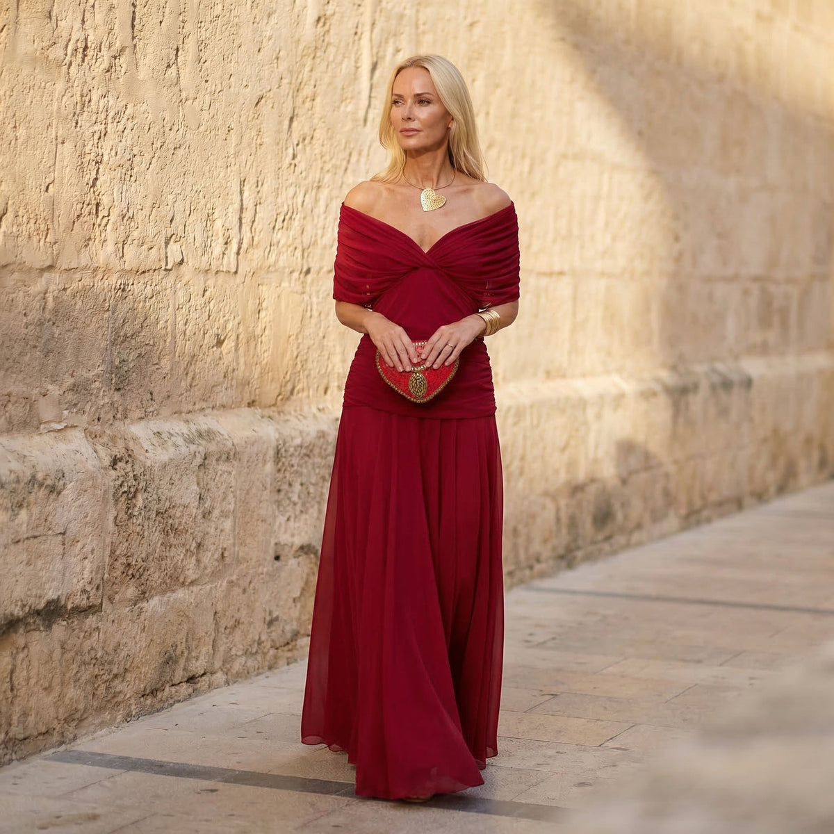 Floral Off Shoulder Ruched Maxi Dress 3