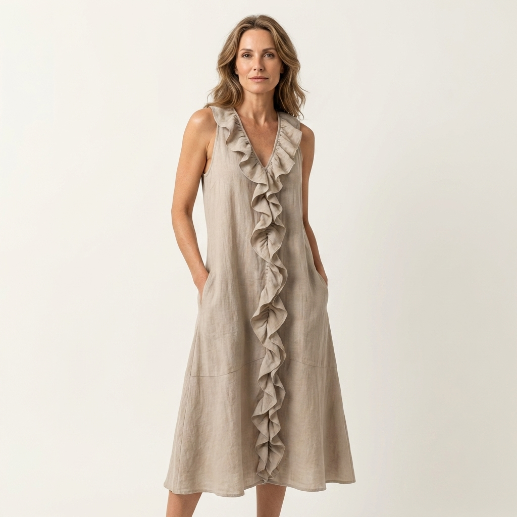 Ruffle Front V-Neck Sleeveless A-Line Maxi Dress 5