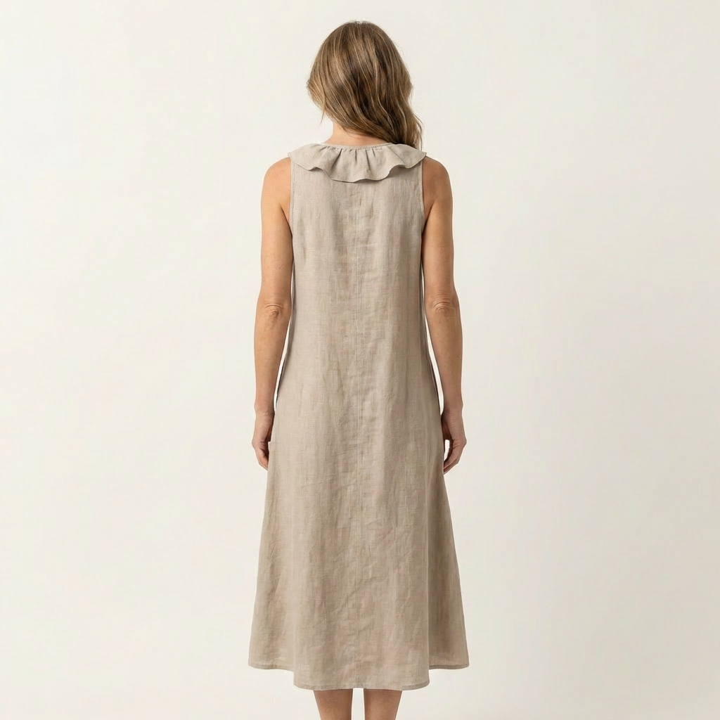 Ruffle Front V-Neck Sleeveless A-Line Maxi Dress 6