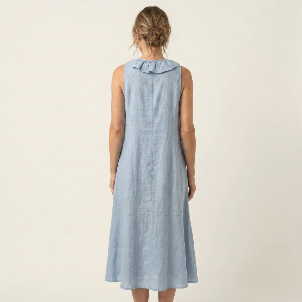 Ruffle Front V-Neck Sleeveless A-Line Maxi Dress 10