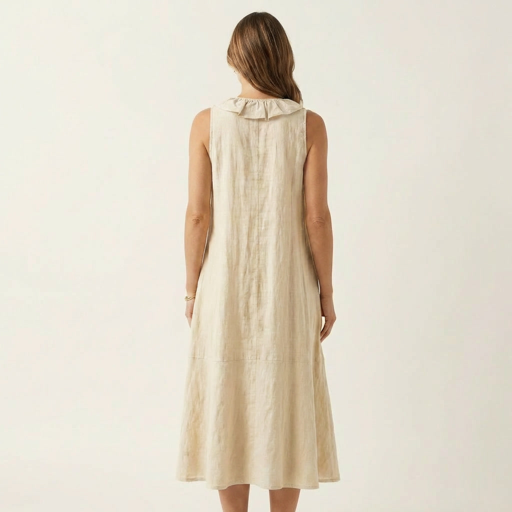 Ruffle Front V-Neck Sleeveless A-Line Maxi Dress 2