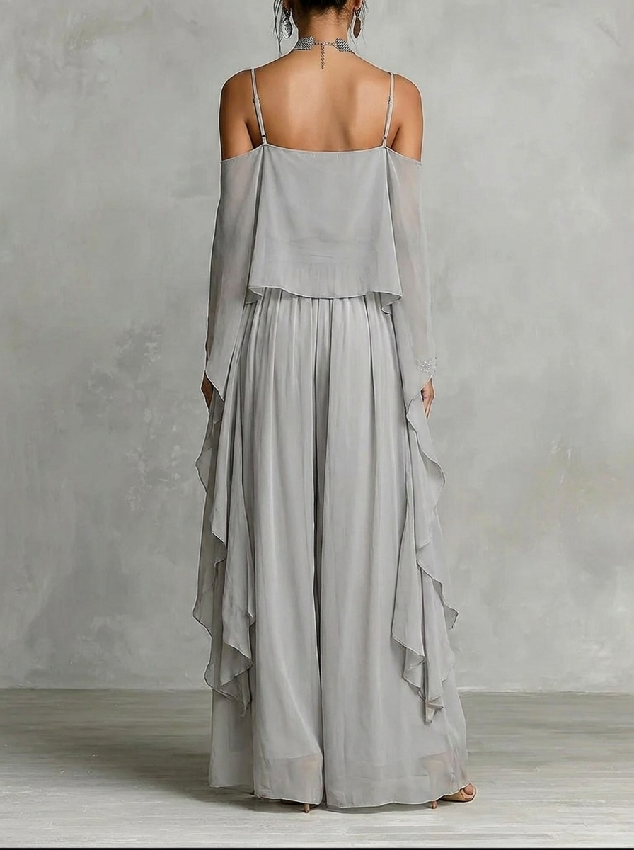 Cold Shoulder Draped Wide Leg Jumpsuit 2