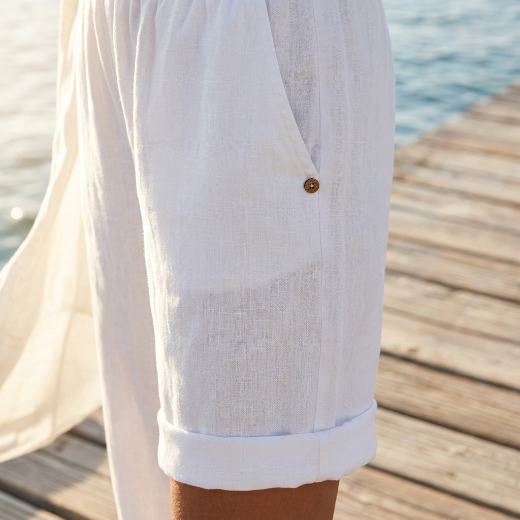 High Waist Linen Look Wide Leg Pants 2