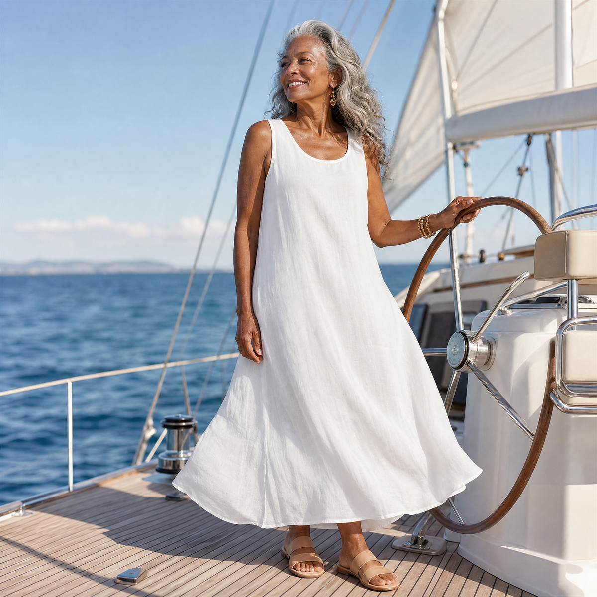 Scoop Neck Sleeveless Tiered A-Line Maxi Dress