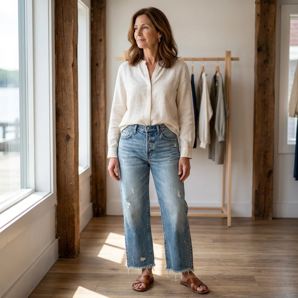 High Waist Frayed Hem Cropped Wide Leg Jeans
