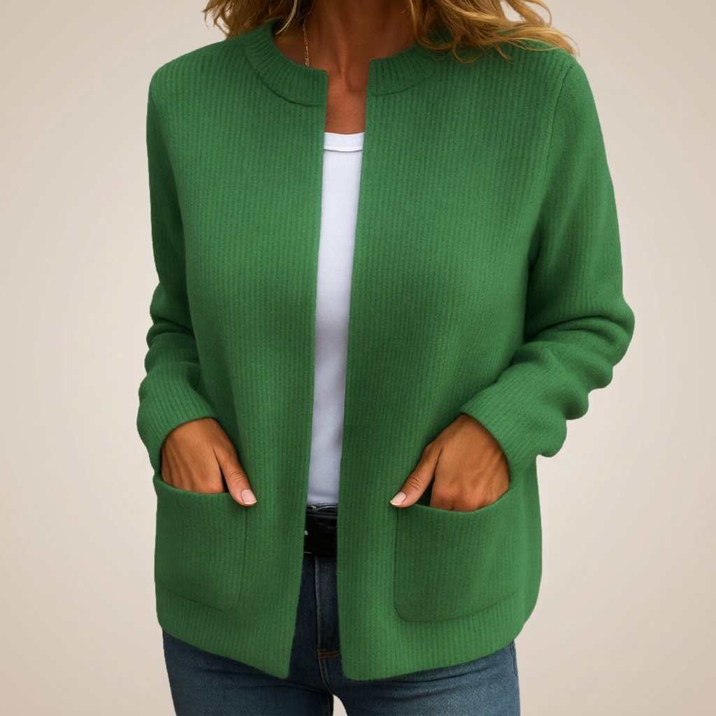 Ribbed Open Front Patch Pocket Cardigan 4