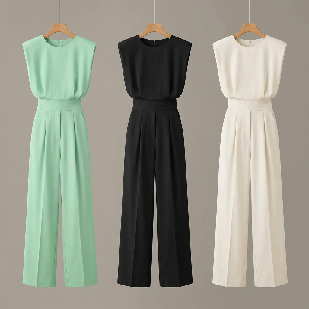 Round Neck Sleeveless High Waist Wide Leg Jumpsuit 4