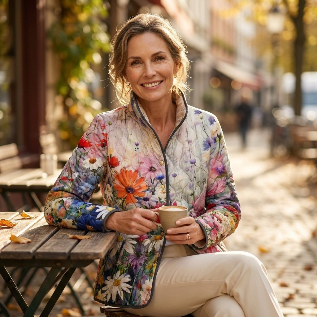 Floral Print Quilted Stand Collar Jacket 2