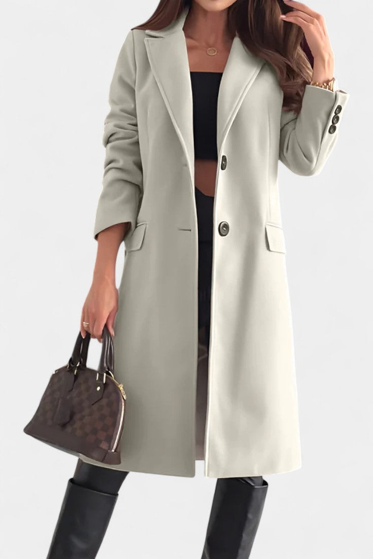Notch Lapel Single Button Tailored Midi Coat 9