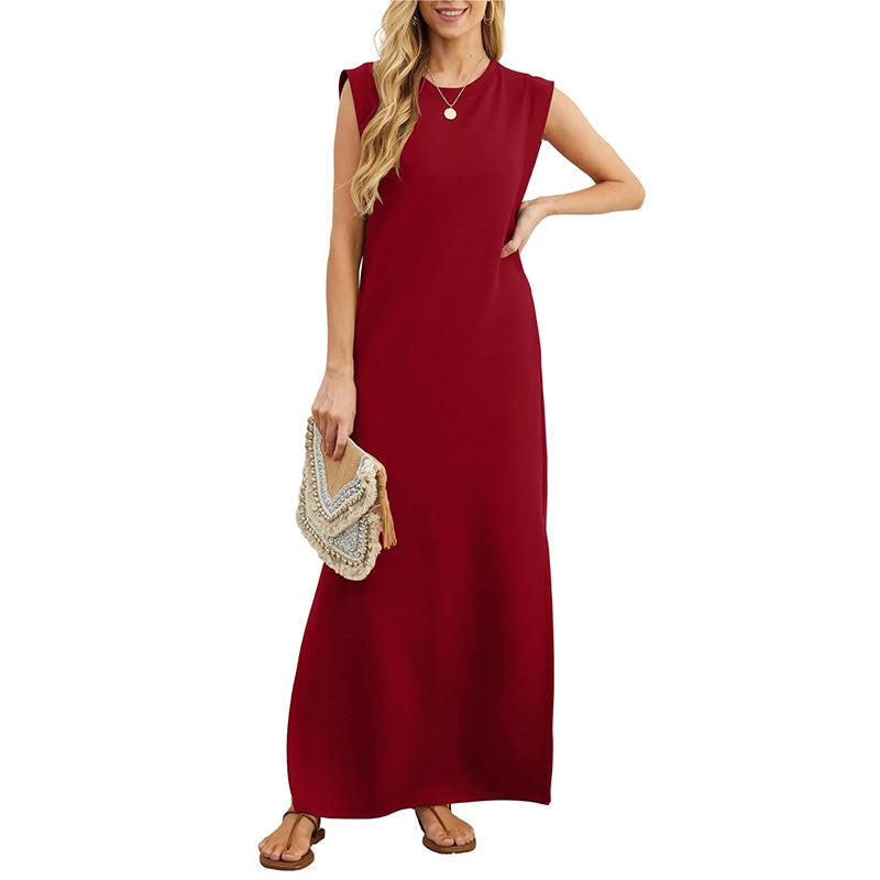 Sleeveless Crew Neck Relaxed Fit Knit Maxi Summer Dress - View 6