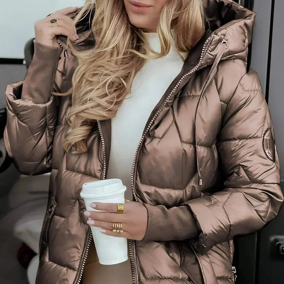 Hooded Zip Front Quilted Puffer Jacket