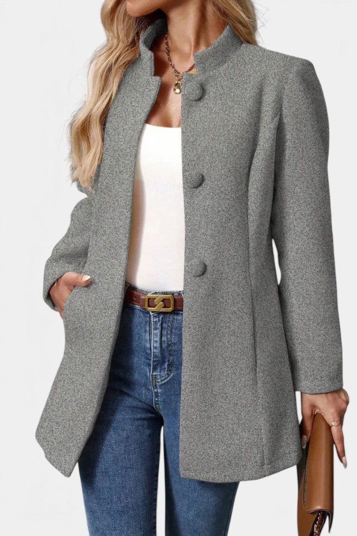 Stand Collar Button Front Long Sleeve Longline Coat 12