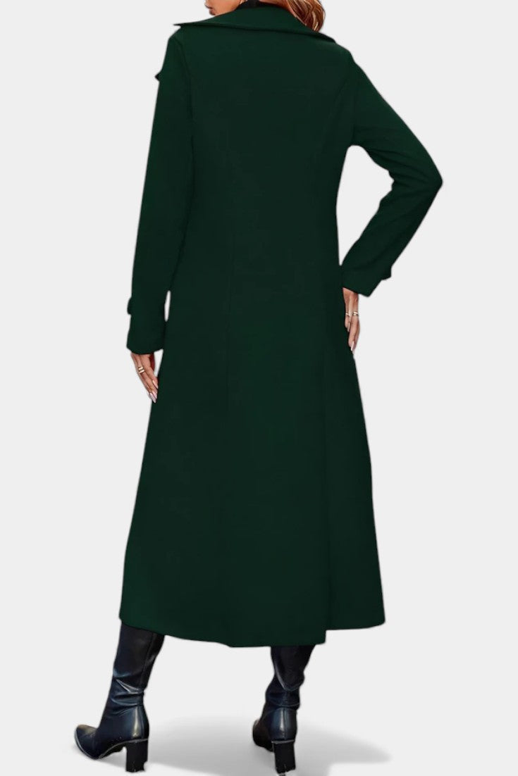 Notched Lapel Double Breasted Belted Longline Coat 20