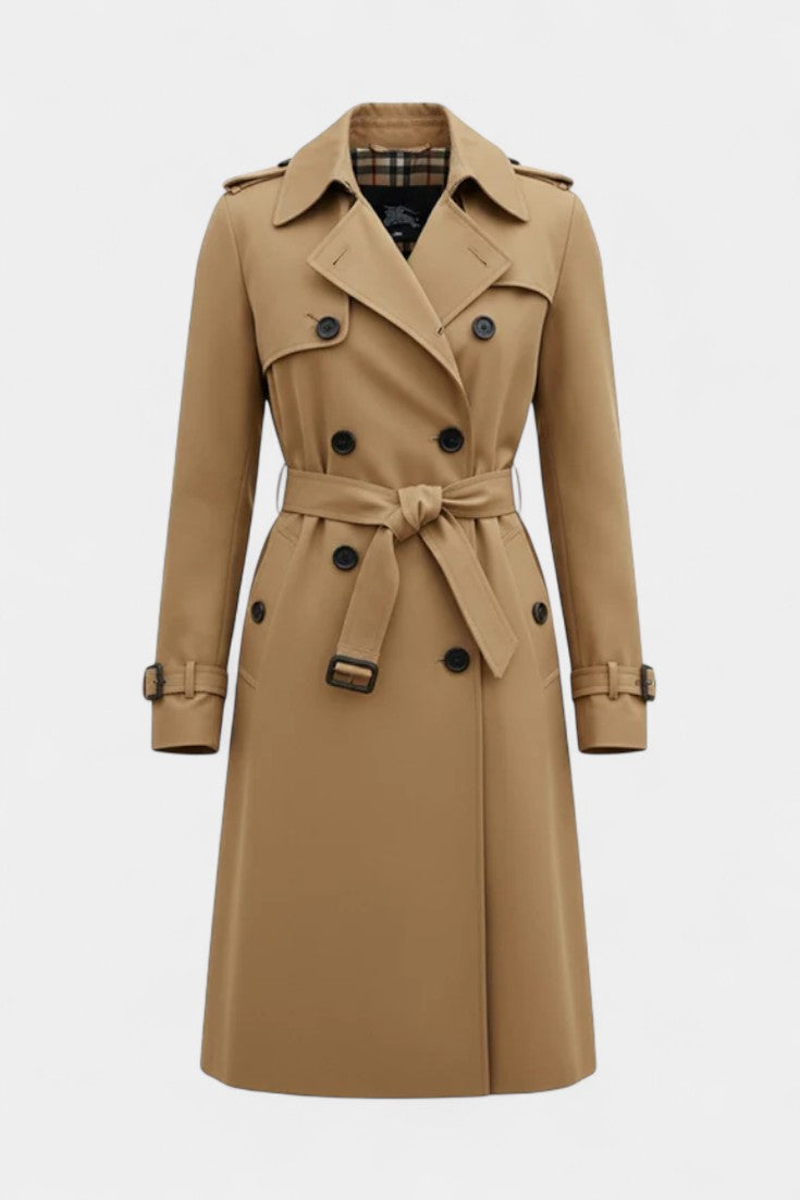 Double Breasted Belted Longline Trench Coat 7