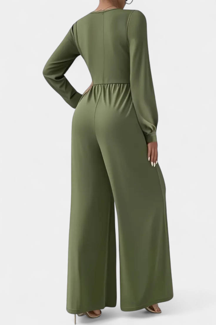 V-Neck Long Sleeve Twist Front Wide Leg Jumpsuit 3