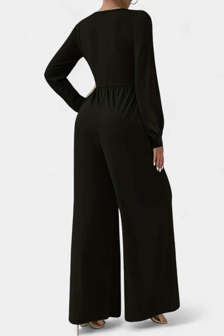V-Neck Long Sleeve Twist Front Wide Leg Jumpsuit 5