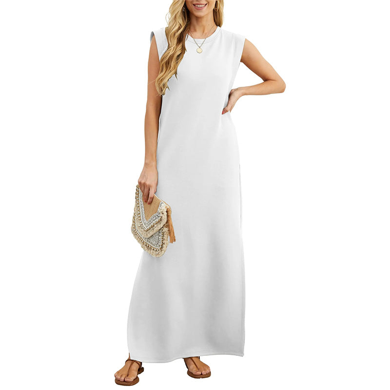 Sleeveless Crew Neck Relaxed Fit Knit Maxi Summer Dress - View 5