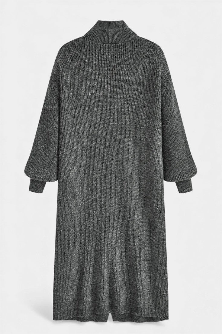 Stand Collar Button Front Longline Knit Cardigan Coat 5