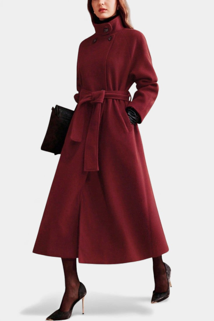 Lapel Belted Longline Wrap Coat 2