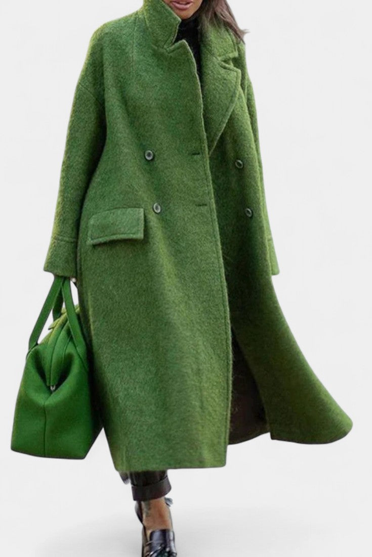Double Breasted Stand Collar Longline Coat