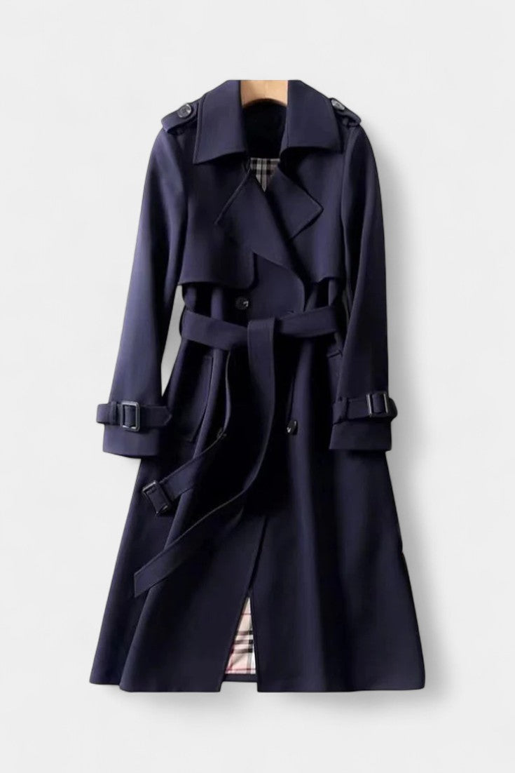 Double Breasted Belted Longline Trench Coat 10