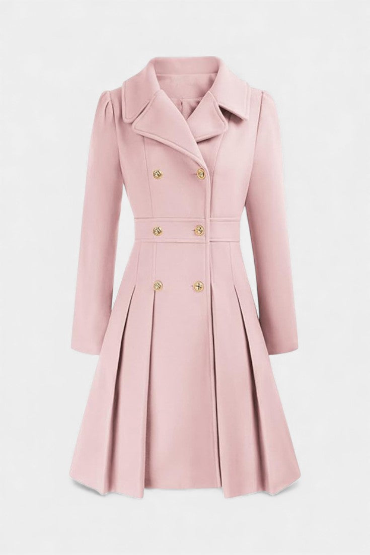Notch Lapel Double Breasted Fit and Flare Pea Coat 12