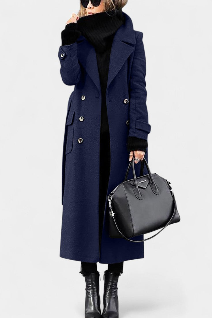 Notch Lapel Double Breasted Longline Coat 8