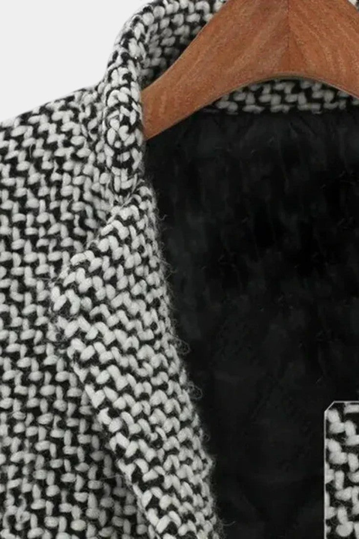 Double Breasted Houndstooth Longline Coat 4