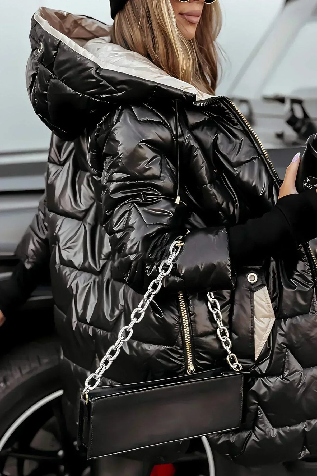 Hooded Zip Front Quilted Longline Puffer Jacket 9