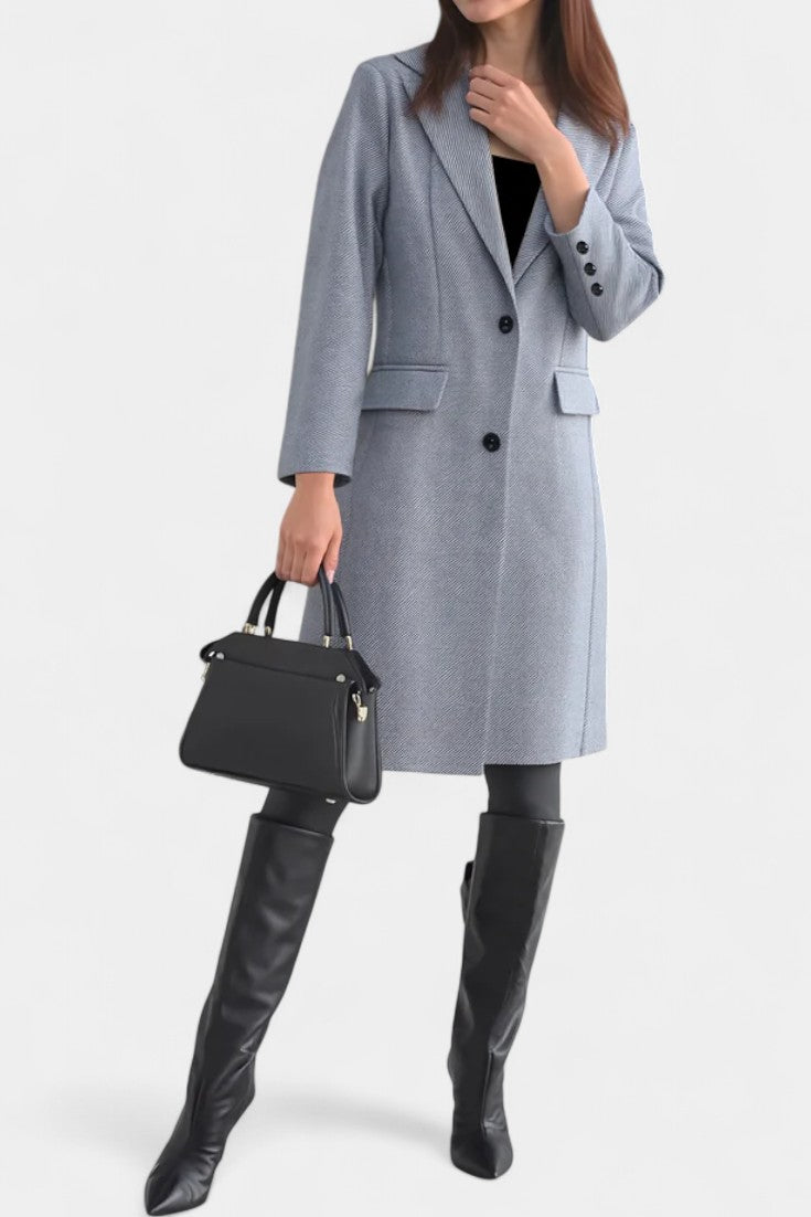Notch Lapel Single Button Tailored Midi Coat 2
