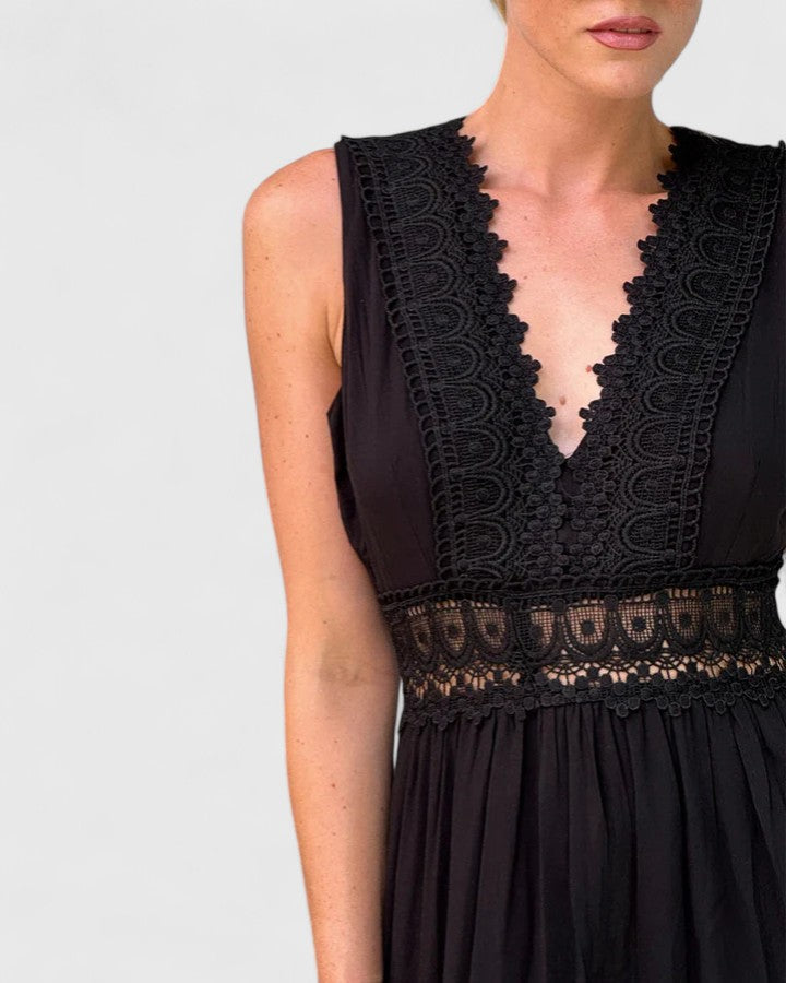 Lace Trim V-Neck Sleeveless Tiered Maxi Dress 6
