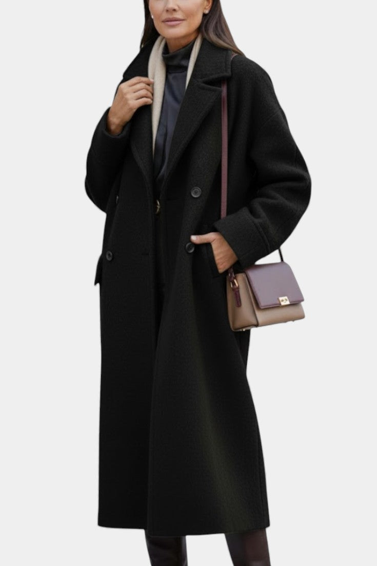 Double Breasted Stand Collar Longline Coat 12