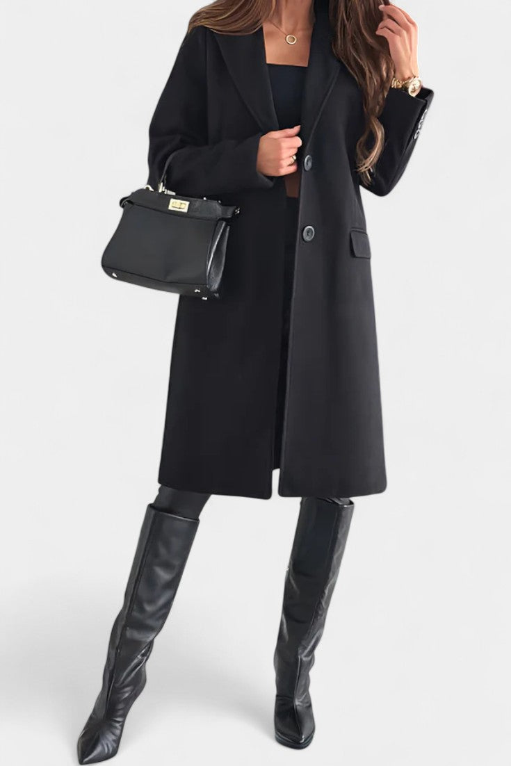Notch Lapel Single Button Tailored Midi Coat 5