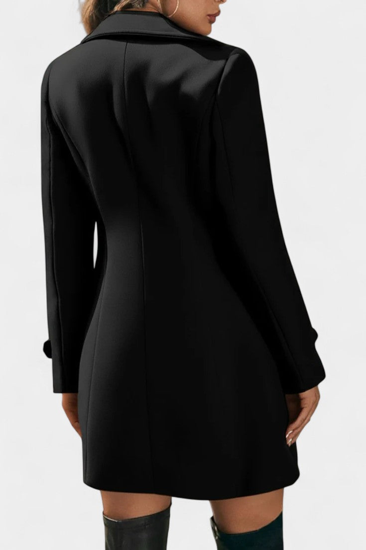 Double Breasted Notched Lapel Longline Coat 6