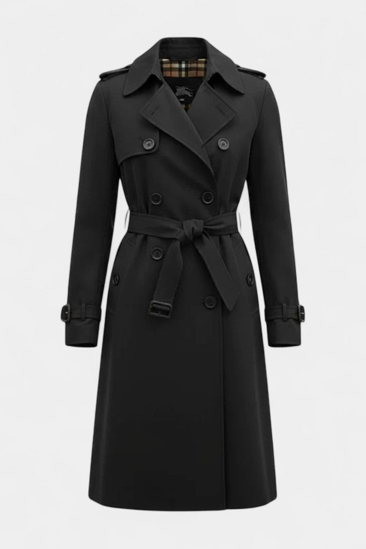 Double Breasted Belted Longline Trench Coat 3