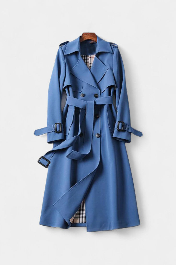 Double Breasted Belted Longline Trench Coat 4