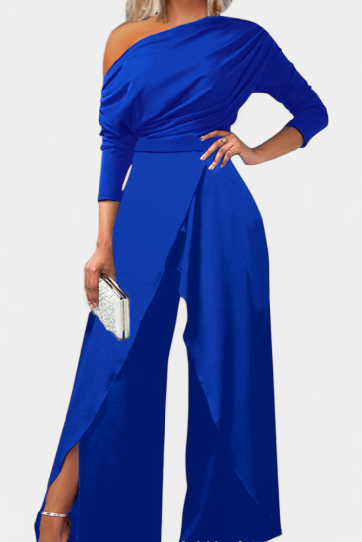 Abstract Print One Shoulder Wide Leg Jumpsuit 5
